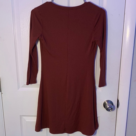 Forever 21 Burgundy Button Front Knit Swing Dress - Picture 3 of 4
